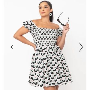 Smak Parlour by Unique Vintage mint and pink tulip fit and flare dress XL/14 NWT